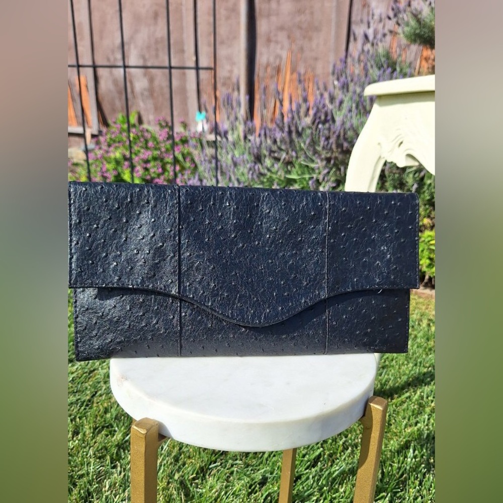 Black vegan leather clutch